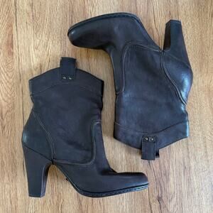 Born Brown Leather Mid Calf Western Boots Size 8.5